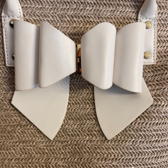 Like Dreams Neutral Straw Tote with Cream Bow Accent - Picture 7 of 7